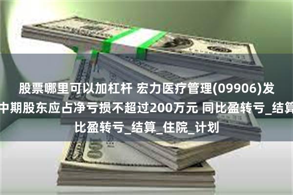 股票哪里可以加杠杆 宏力医疗管理(09906)发盈警，预期中期股东应占净亏损不超过200万元 同比盈转亏_结算_住院_计划