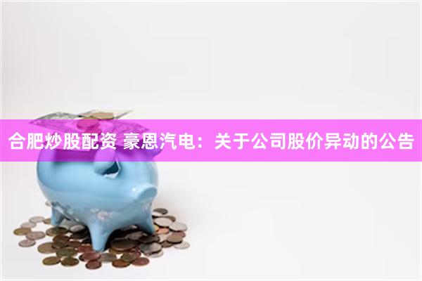 合肥炒股配资 豪恩汽电：关于公司股价异动的公告